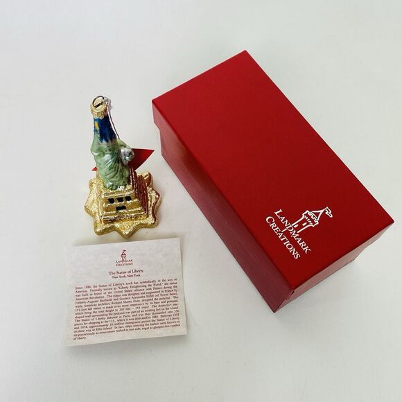 Landmark Creations Statue of Liberty Hand Blown Glass Christmas Ornament w/Box - Picture 9 of 12